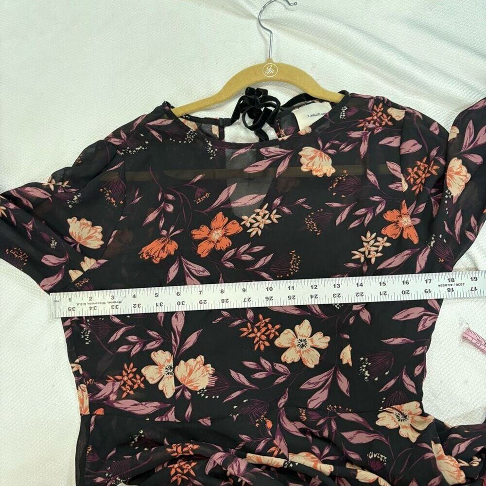 I. Madeline Passionate Love Black‎ Floral Print Midi Dress XL Womens View 6